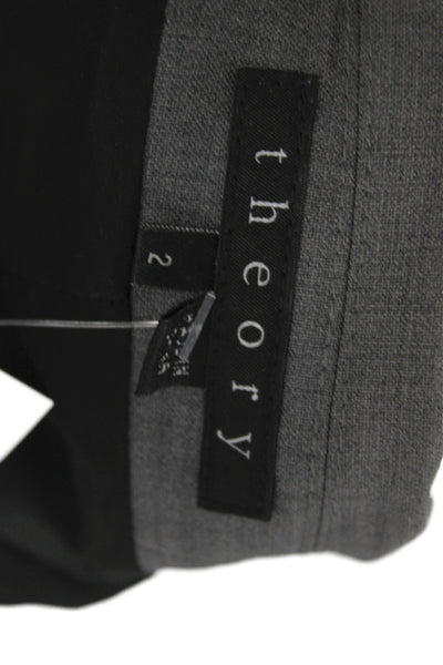Theory Women Basic Wool Gray Button Long Sleeve Jacket Business Size 2