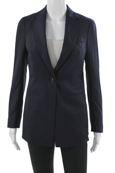 Suistudio Womens Blue Wool Basic Jacket Button Classic Size 32