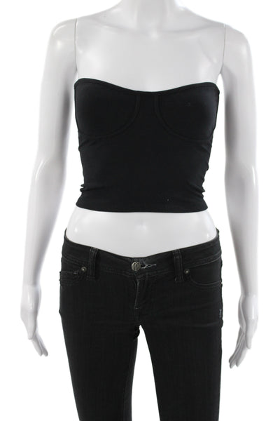 Joah Brown Women Cropped Black Sweetheart Neckline Sleeveless Tank Size XS