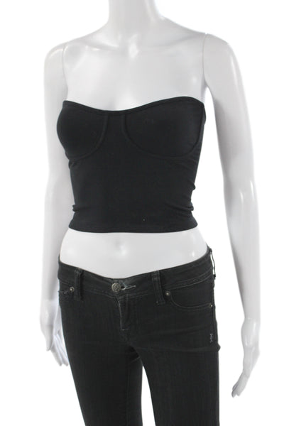 Joah Brown Women Cropped Black Sweetheart Neckline Sleeveless Tank Size XS
