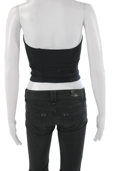 Joah Brown Women Cropped Black Sweetheart Neckline Sleeveless Tank Size XS