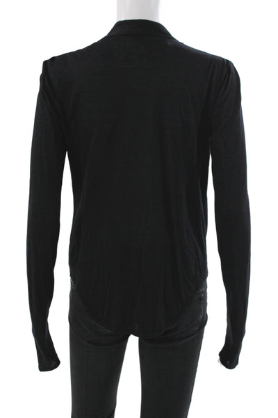 Helmut Lang Womens Black Cowl Neck Long Sleeve Basic Blouse 80% Modal Size S
