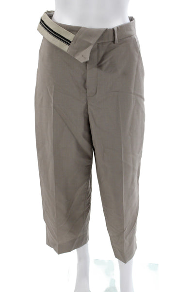 Fendi Women Cropped Pants Gray Mohair Button Size 40