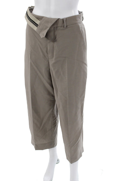 Fendi Women Cropped Pants Gray Mohair Button Size 40