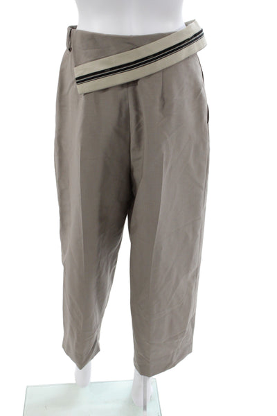 Fendi Women Cropped Pants Gray Mohair Button Size 40