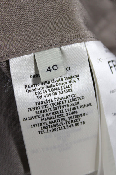 Fendi Women Cropped Pants Gray Mohair Button Size 40