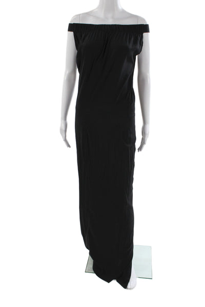 Maria + Cornejo Women Maxi Dress Black Off Shoulder Silk Sleeveless Size 2
