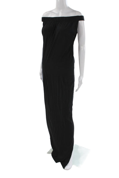 Maria + Cornejo Women Maxi Dress Black Off Shoulder Silk Sleeveless Size 2