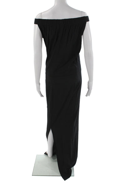 Maria + Cornejo Women Maxi Dress Black Off Shoulder Silk Sleeveless Size 2