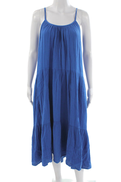 Xirena Womens Blue Cotton Scoop Neck Sleeveless Maxi Dress Size XS