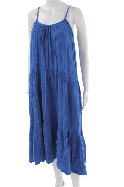 Xirena Womens Blue Cotton Scoop Neck Sleeveless Maxi Dress Size XS