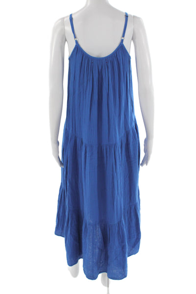 Xirena Womens Blue Cotton Scoop Neck Sleeveless Maxi Dress Size XS