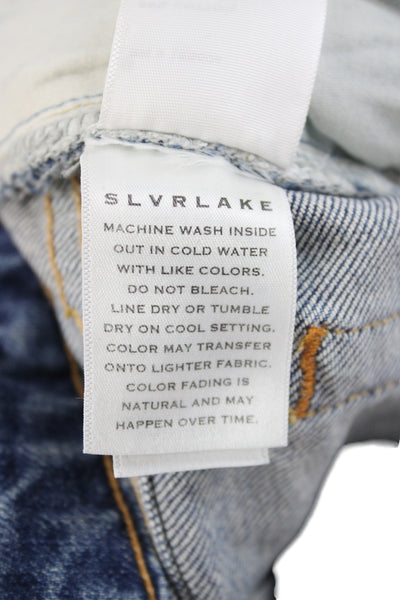 Slvrlake Women Blue Straight High Rise Cotton Jeans 26 Inseam Size 25
