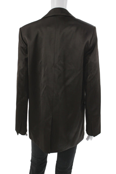 Zara Womens Blazer Brown Viscose Collared Button Long Sleeve Casual Size XS
