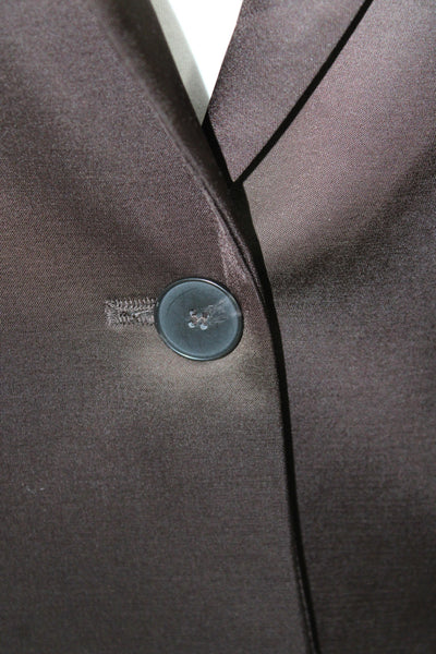 Zara Womens Blazer Brown Viscose Collared Button Long Sleeve Casual Size XS