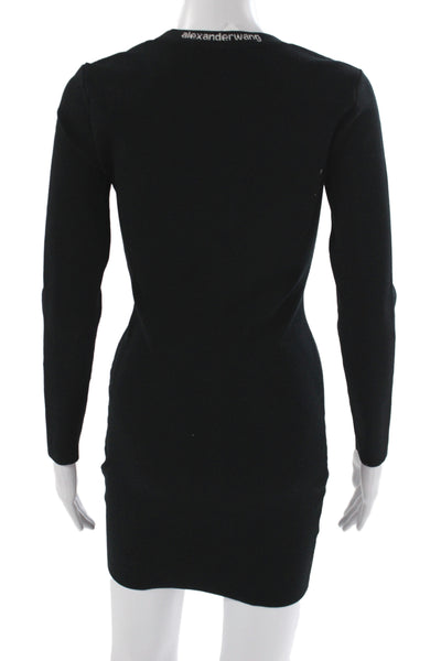 Alexander Wang Women Bodycon Black Long Sleeve Scoop Neck Dress Size S