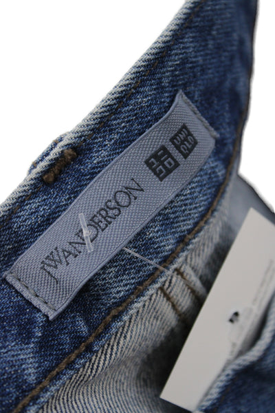 JW Anderson Unisex Adults Jeans Straight High Rise Blue Cotton Button Size 3