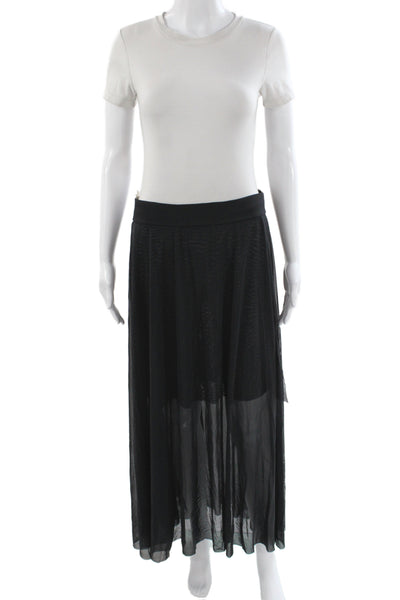 Carmen Marc Valvo Women Maxi Skirt Black Nylon Beach Size L