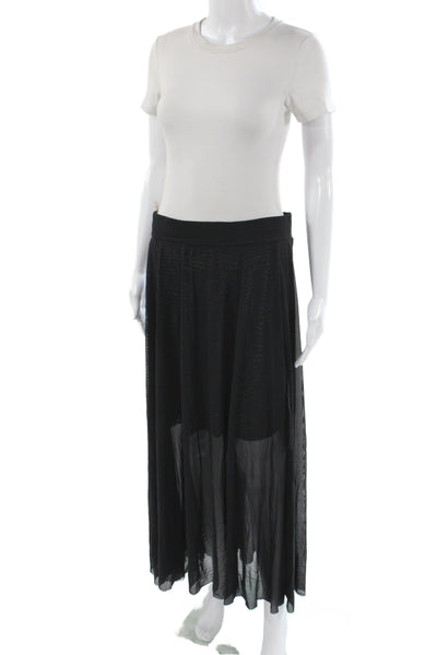Carmen Marc Valvo Women Maxi Skirt Black Nylon Beach Size L