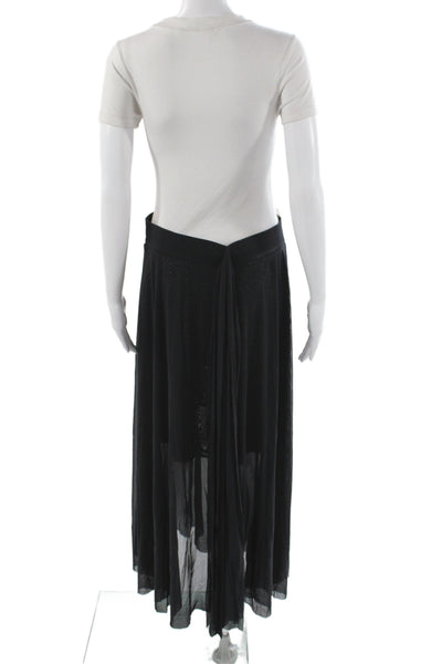 Carmen Marc Valvo Women Maxi Skirt Black Nylon Beach Size L