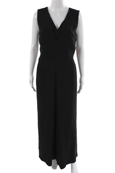 Vince Women Jumpsuit Black V Neck Sleeveless Zip 100% Polyester Size 10