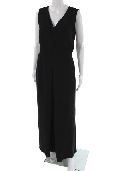 Vince Women Jumpsuit Black V Neck Sleeveless Zip 100% Polyester Size 10