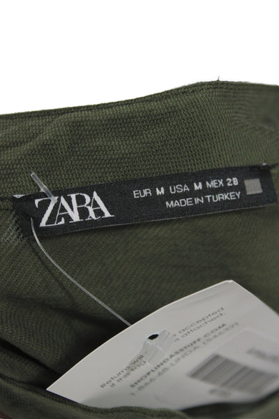 Zara Women Green V-Neck Long Sleeve Jumpsuit Safari Size M