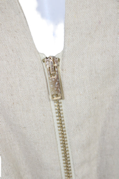 Zara Women Shirt Dress Collared Short Sleeve Tie Waist Beige Size L