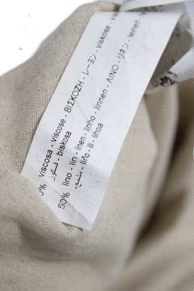 Zara Women Shirt Dress Collared Short Sleeve Tie Waist Beige Size L