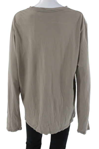 Allsaints Mens Beige Graphic Long Sleeve Cotton T-Shirt Size M