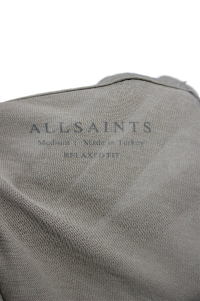 Allsaints Mens Beige Graphic Long Sleeve Cotton T-Shirt Size M