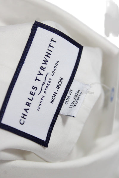Charles Tyrwhitt Mens White Cotton Dress Shirt 32/33 Sleeve Size 15.5