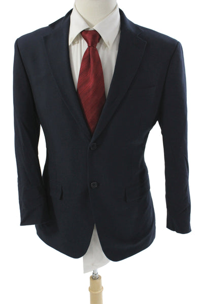 DKNY Mens Blue Blazer Button Closure 68% Polyester Size 38