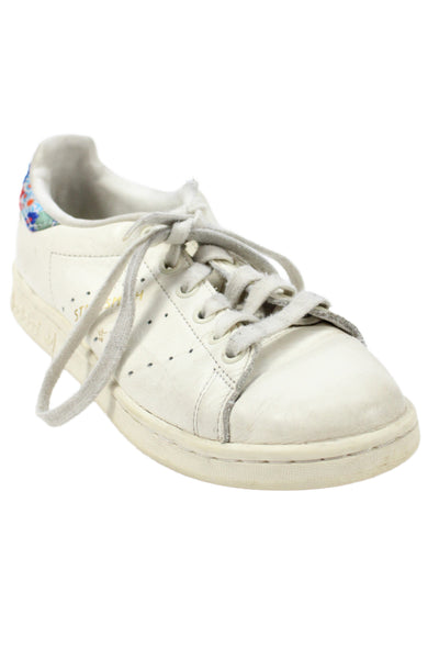 Adidas Stan Smith Womens Lace Up Floral Trim Leather Sneakers White Size 6