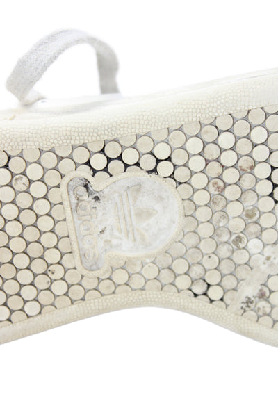 Adidas Stan Smith Womens Lace Up Floral Trim Leather Sneakers White Size 6