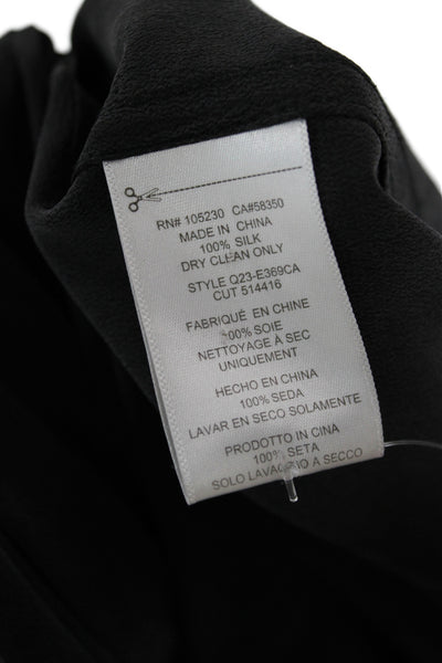 Equipment Femme Women Black Silk Button-Up Collared Long Sleeve Blouse Size XS