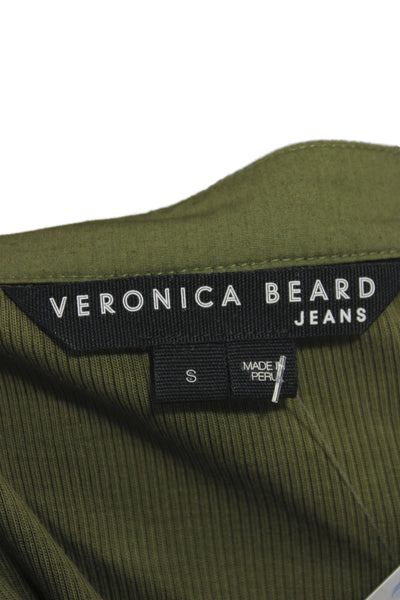 Veronica Beard Women Jersey Henley Blouse 3/4 Sleeve Green Pima Cotton Size S