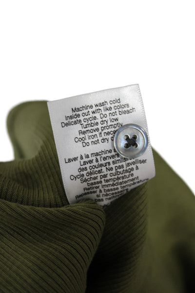 Veronica Beard Women Jersey Henley Blouse 3/4 Sleeve Green Pima Cotton Size S