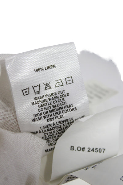 DL1961 Womens White Linen Collared Button Up 3/4 Sleeve Casual Basic Size S