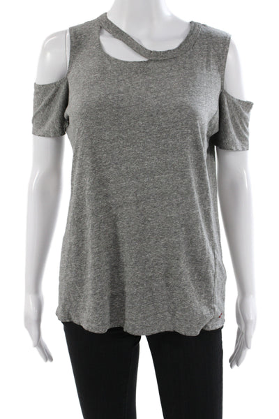 Philanthropy Women Jersey T-Shirt Gray Short Sleeve Round Neck Size M