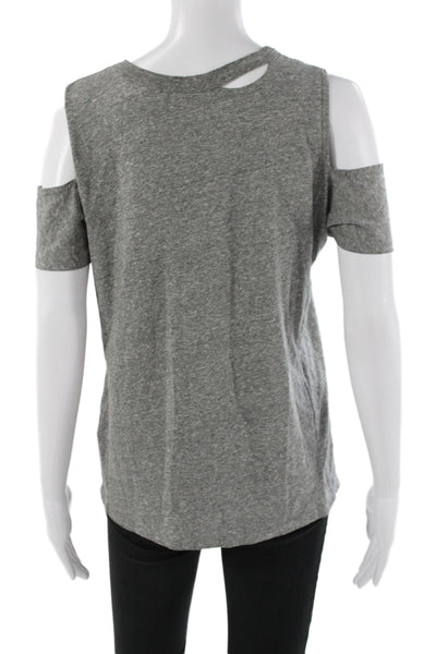 Philanthropy Women Jersey T-Shirt Gray Short Sleeve Round Neck Size M