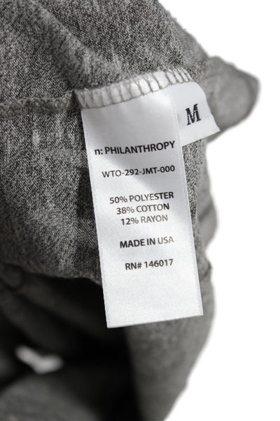 Philanthropy Women Jersey T-Shirt Gray Short Sleeve Round Neck Size M