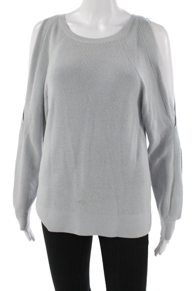 Club Monaco Women Gray Round Neck Pullover Sweater Long Sleeve Size S