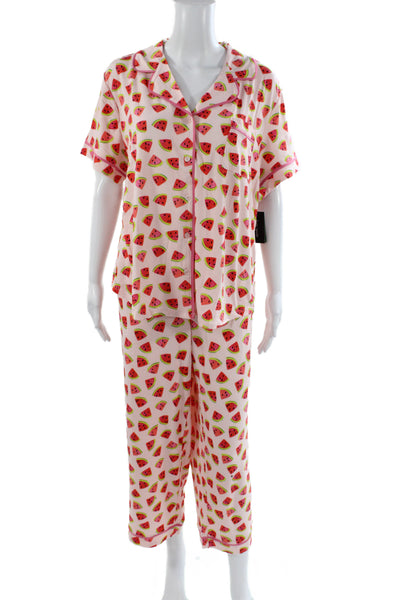 Kate Spade Women's Short Sleeves Two Piece Pants Pajama Set Fruit Print Size 1X