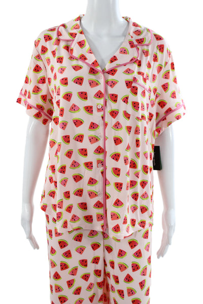 Kate Spade Women's Short Sleeves Two Piece Pants Pajama Set Fruit Print Size 1X