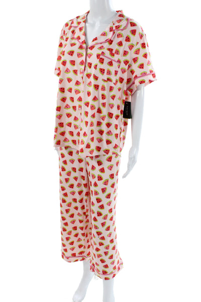 Kate Spade Women's Short Sleeves Two Piece Pants Pajama Set Fruit Print Size 1X