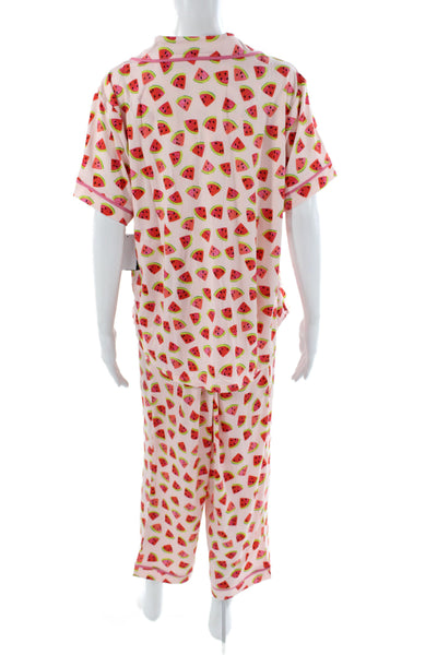 Kate Spade Women's Short Sleeves Two Piece Pants Pajama Set Fruit Print Size 1X