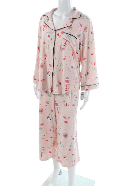 Kate Spade Women's Long Sleeves Two Piece Pajama Set Floral Size XL