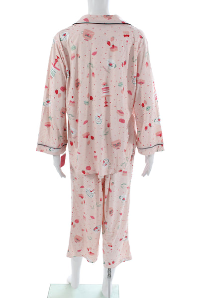 Kate Spade Women's Long Sleeves Two Piece Pajama Set Floral Size XL