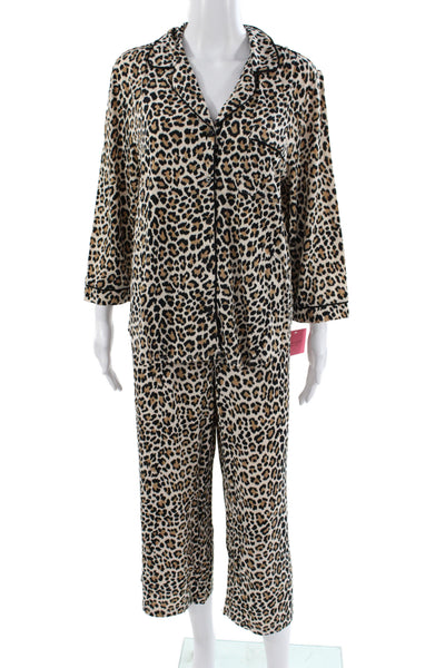 Kate Spade Women's Two Piece Short Sleeves Animal Print Pajama Set Size L